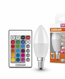 LED žárovky OSRAM LED STAR+ CL B RGBW FR 40 stmívatelné ovladačem 5,5W/827 E14