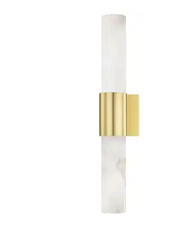 Klasická nástěnná svítidla HUDSON VALLEY nástěnné svítidlo BARKLEY ocel/alabastr staromosaz/bílá E27 2x40W 8210-AGB-CE