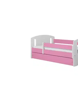 Dětské postýlky Kocot kids Dětská postel Classic II růžová, varianta 80x140, se šuplíky, s matrací