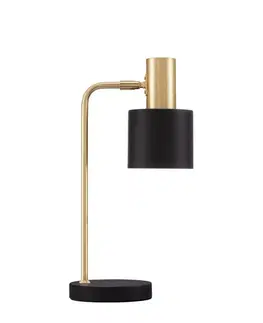 Designové stolní lampy NOVA LUCE stolní lampa PAZ zlatý kov černé kovové stínidlo černá základna E14 1x5W 230V IP20 bez žárovky 9050161