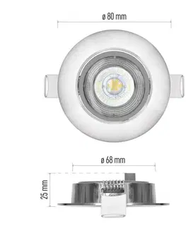 Bodovky do podhledu na 230V EMOS LED bodové svítidlo Exclusive stříbrné, 5W teplá bílá 1540125510