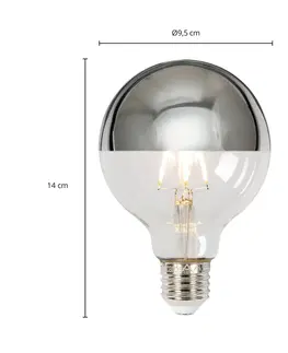Stmívatelné LED žárovky Lucande E27 3,8W zrcadlená žárovka G95 927 stříbrná, 5 ks