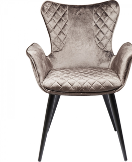 Jídelní židle KARE Design Šedá čalouněná židle s područkami Dream