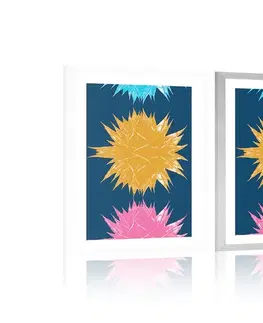 Motivy z naší dílny Plakát s paspartou barevné abstraktní rostliny