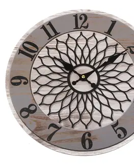 Hodiny Nástěnné hodiny Mandala 34 cm, šedá