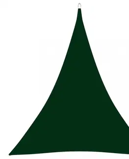 Stínící textilie Stínící plachta trojúhelníková 5 x 7 x 7 m oxfordská látka Dekorhome Tmavě zelená