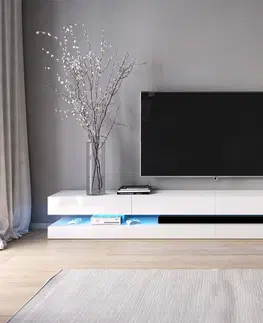 TV stolky Vivaldi TV stolek Fly double s LED osvětlením bílý
