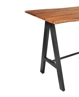Luxusní barový nábytek Estila Industriální dřevěný barový stůl Mammut hnědý 120cm