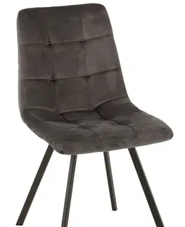 Jídelní stoly Šedá sametová jídelní židle Chair Morgan Grey - 45*54*86cm J-Line by Jolipa 15485