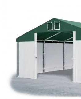 Zahrada Skladový stan 5x10x2,5m střecha PVC 560g/m2 boky PVC 500g/m2 konstrukce ZIMA PLUS Šedá Bílá Zelená