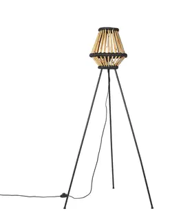 Stojaci lampy Orientální stativ stojací lampa bambus s černou - Evalin