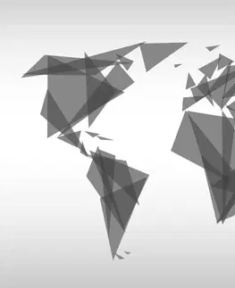 Obrazy mapy Obraz geometrická mapa světa v černobílém provedení
