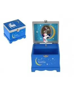 Doplňky pro děti Teddies Hrací skříňka se šperkovnicí Jednorožec, 12,5 x 10,5 x 10 cm