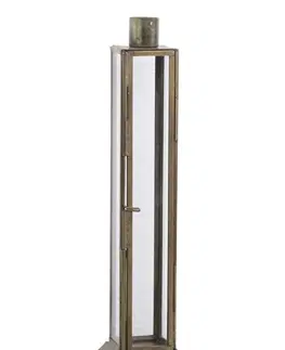 Svícny Mosazný antik kovový svícen na úzkou svíčku Forei  - 6.5*6.5*22cm  Chic Antique 71664-13