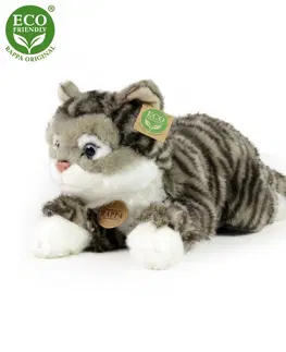 Hračky RAPPA - Plyšová mourovatá kočka šedá 40 cm ECO-FRIENDLY