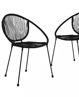 Zahradní křesla a židle Zahradní židle 2 ks polyratan černá Dekorhome
