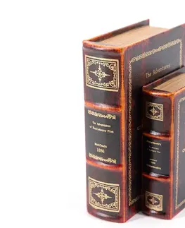 Různé luxusní dekorace a doplňky Estila Koloniální kožený set dekorativních knih Mark Twain v černém designovém vintage obalu 27cm