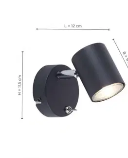 LED bodová svítidla LEUCHTEN DIREKT is JUST LIGHT LED nástěnné svítidlo, antracit, nastavitelné, otočné, teplá bílá 3000K 11941-13