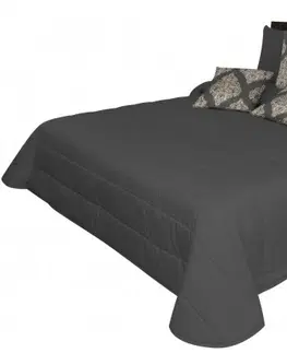 Luxusní přehozy na postel Tmavě šedý přehoz na postel s prošívaním