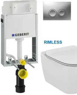Záchody GEBERIT KOMBIFIXBasic vč. matného tlačítka DELTA 25 + WC Ideal Standard Tesi se sedátkem RIMLESS 110.100.00.1 21MA TE2