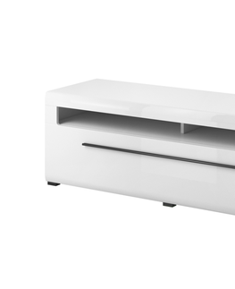 TV stolky JEOLLA televizní stolek šíře 140 cm, bílá/bílý lesk