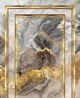 Koberce a koberečky Conceptum Hypnose Koberec Marble Frame 80x200 cm šedý/zlatý
