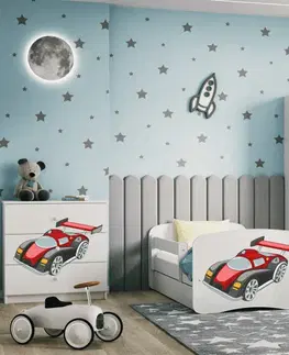 Dětské postýlky Kocot kids Dětská postel Babydreams závodní auto bílá, varianta 80x160, bez šuplíků, bez matrace