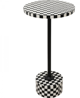 Odkládací stolky KARE Design Odkládací stolek Domero Chess - černobílý, Ø25cm