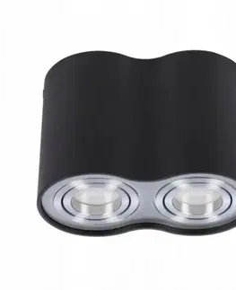 Moderní bodová svítidla Stropní bodové přisazené svítidlo AZzardo Bross 2 black/aluminium AZ0782 GU10 2x50W IP20 černo-hliníkové