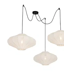 Zavesna svitidla Designová závěsná lampa bílá 50 cm 3-světelná - Plu