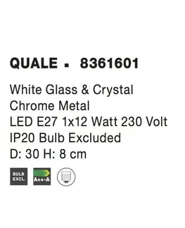 Klasická stropní svítidla NOVA LUCE stropní svítidlo QUALE bílé sklo a křišťál E27 2x12W 8361601