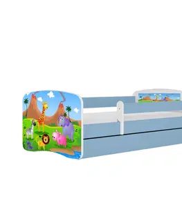 Dětské postýlky Kocot kids Dětská postel Babydreams safari modrá, varianta 70x140, bez šuplíků, s matrací
