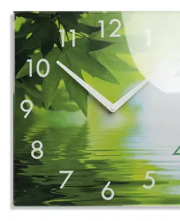 Nástěnné hodiny Dekorační skleněné hodiny 30 cm s motivem přírody