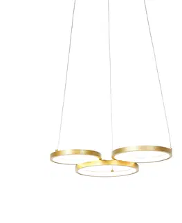 Zavesna svitidla Závěsné svítidlo zlaté včetně LED 3-stupňové stmívatelné 3-světlo - Rondas