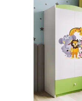 Dětský nábytek Kocot kids Dětská skříň Babydreams 90 cm ZOO zelená
