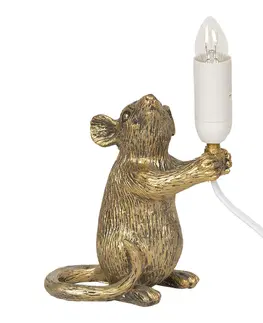 Lampy Základna stolní lampa zlatá Myška s patinou - 15*8*19 cm Clayre & Eef 6LMP653