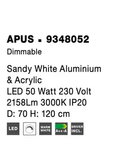 LED lustry a závěsná svítidla NOVA LUCE závěsné svítidlo APUS bílý hliník a akryl LED 50W 230V 3000K IP20 stmívatelné 9348052
