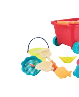 Hračky na zahradu B-TOYS - Vozík s hračkami na písek červený