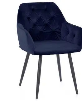 Židle HOMEDE Designová židle Argento námořnická modrá, velikost 61x44x87