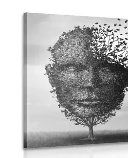 Černobílé obrazy Obraz abstraktní tvář v podobě stromu