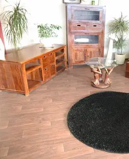 Koberce a koberečky Dywany Lusczow Kulatý koberec SHAGGY Hiza 5cm černý, velikost kruh 133