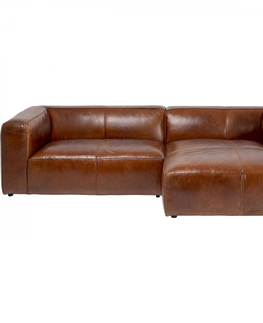 Rohové sedací soupravy KARE Design Rohová sedačka Cubetto Leather - hnědá,