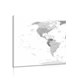 Obrazy mapy Obraz černobílá mapa s názvy