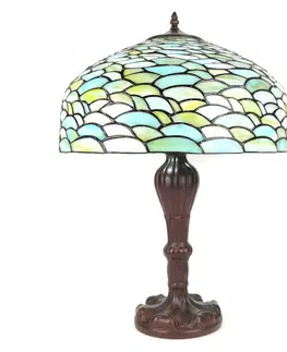 Svítidla Patelová zeleno-tyrkysová Tiffany lampa Turqui - Ø 41*58 cm E27/max 2*60W Clayre & Eef 5LL-6135