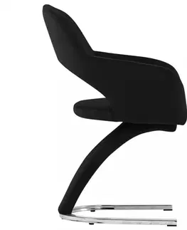 Židle Jídelní židle 4 ks samet / chrom Dekorhome Černá