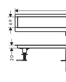 Sprchové kouty HANSGROHE uBox universal Set pro standardní instalaci lineárního sprchového žlabu 1000 mm, nerez 56026180