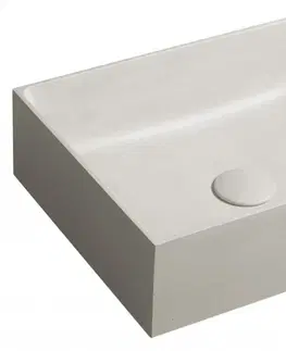 Umyvadla SAPHO FORMIGO betonové umyvadlo na desku, včetně výpusti, 47,5x36,5cm, písková FG013
