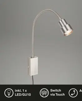 LED bodová svítidla BRILONER bodové svítidlo s dotykovým vypínačem 69 cm 1xGU10 5W 400lm matný nikl BRI 2085-012