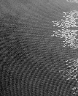 Černobílé obrazy Obraz prvky květinové Mandaly v černobílém provedení