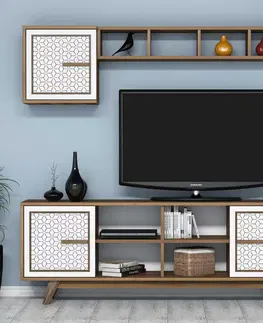 Obývací stěny a sestavy nábytku Televizní stěna AYLA ořech bílá